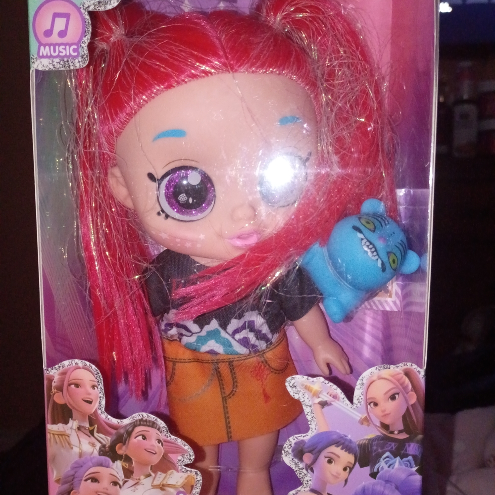 Kpop Doll with Red Hair and Blue Outfit